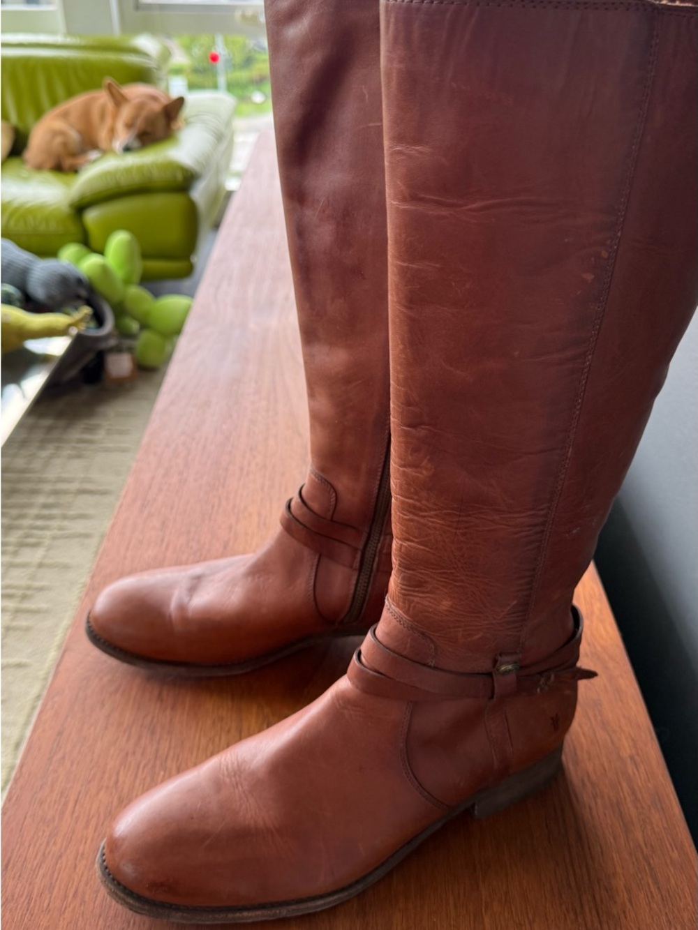 Frye Cognac Leather Tall Boots - Picture 2 of 9